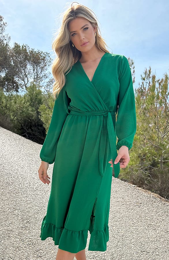 Split Jurk Midi Bright Green – shoparchief, foto 1