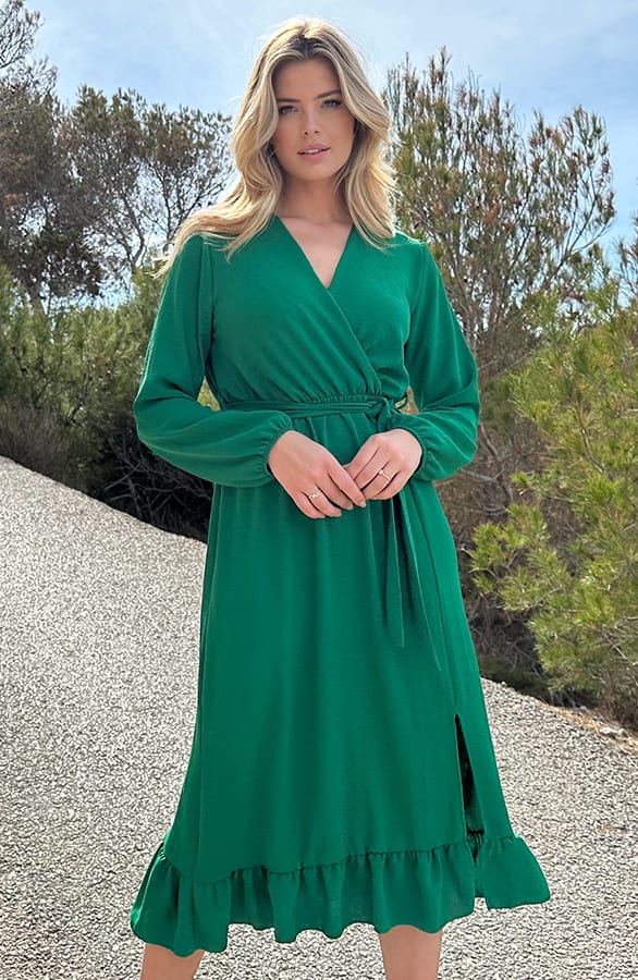 Split Jurk Midi Bright Green – shoparchief, foto 3
