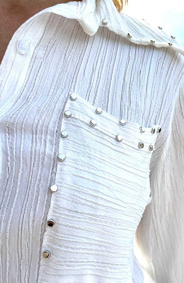 Studs Pocket Blouse Ecru – shoparchief, foto 5