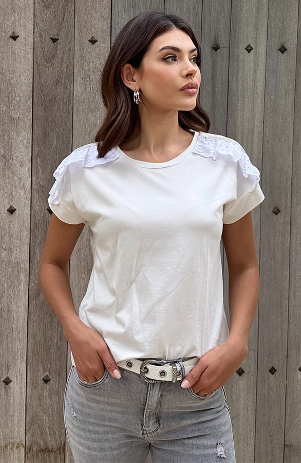 Top Ruffle Schouder Boho – shoparchief, foto 4