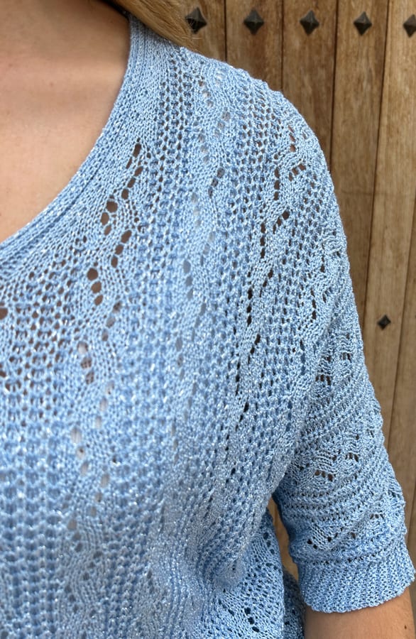 Gehaakte Lurex Trui Dames Light Blue – shoparchief, foto 4