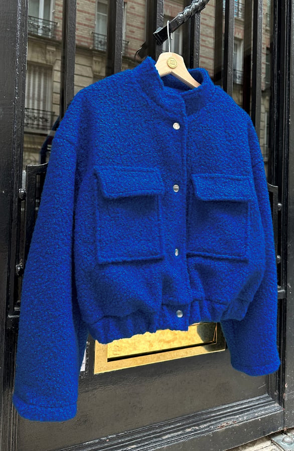 Bouclé Bomber Jacket Kobalt – jassen, foto 9