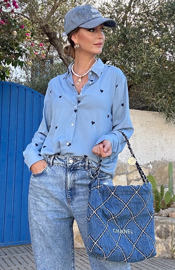 Hartjes Blouse Embroidery Denim Blue – shoparchief, foto 5