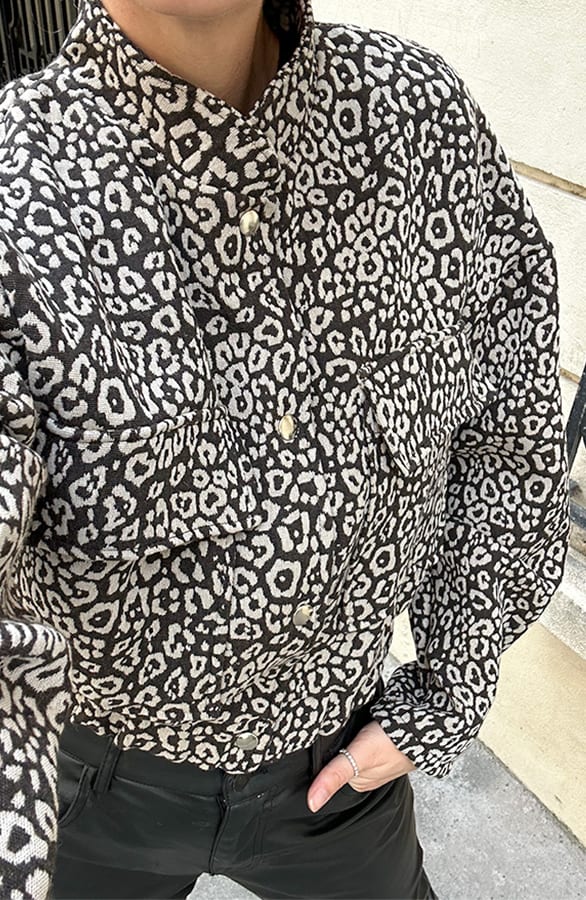 Leopard Bomber Zwart – jassen, foto 4