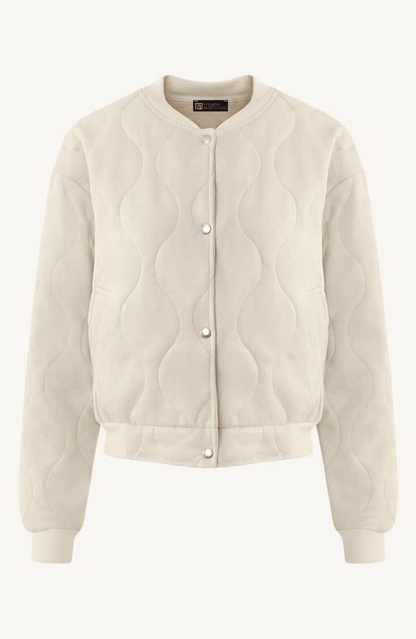 Suede Bomber Jacket Beige – jassen, foto 8
