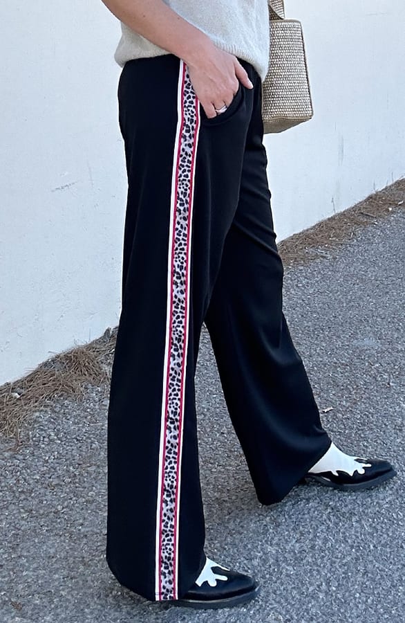 Yves Bies Straight Leg Pantalon Zwart Leopard – shoparchief, foto 1