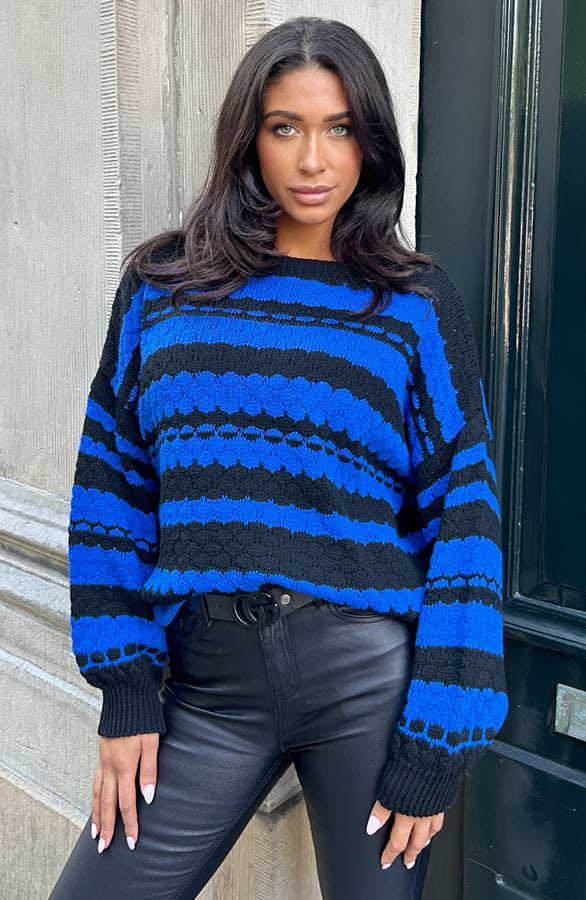 Boho Knitted Sweater Kobalt – shoparchief, foto 6