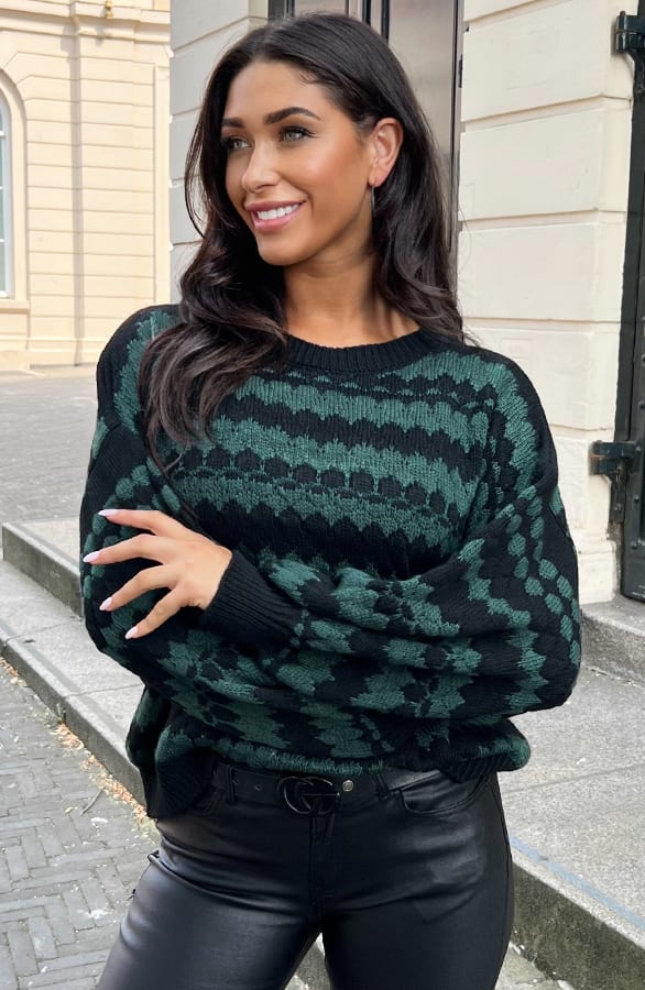 Boho Knitted Sweater Smaragd – shoparchief, foto 3