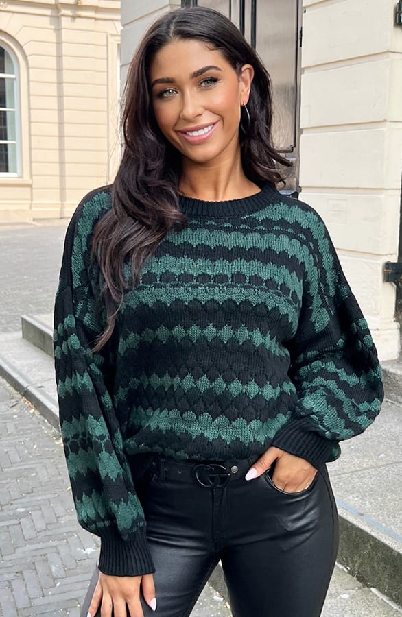 Boho Knitted Sweater Smaragd – shoparchief, foto 1