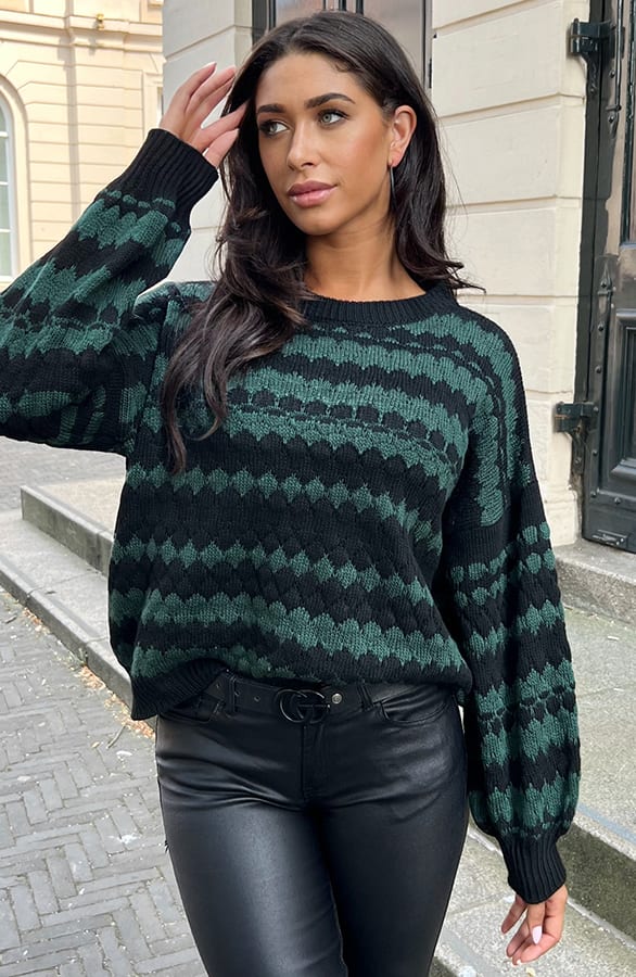 Boho Knitted Sweater Smaragd – shoparchief, foto 4