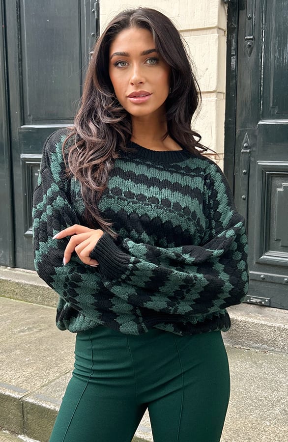 Boho Knitted Sweater Smaragd – shoparchief, foto 6