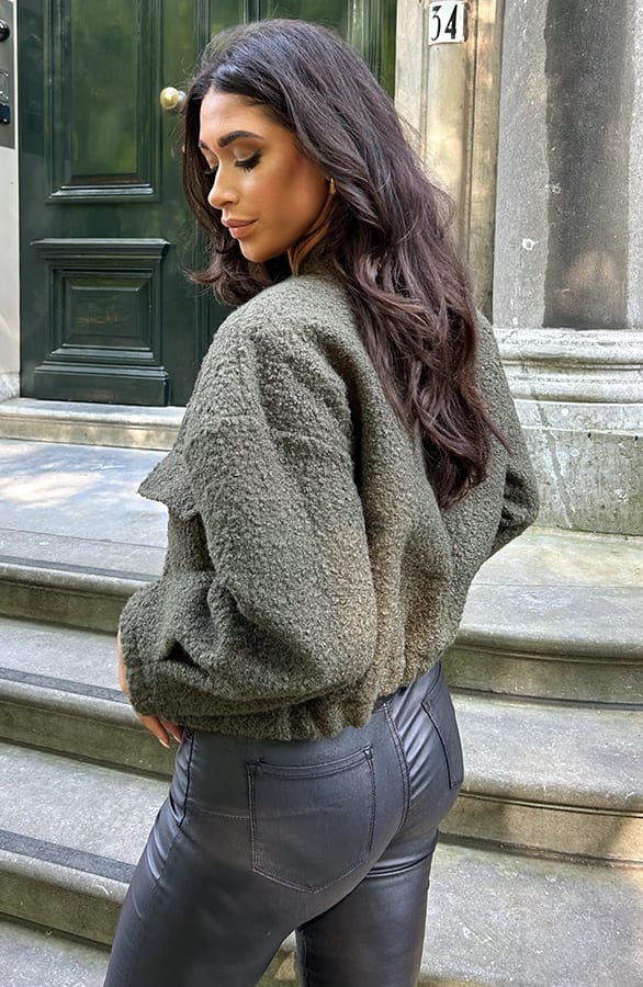 Boucle Bomber Jacket Army – shoparchief, foto 2
