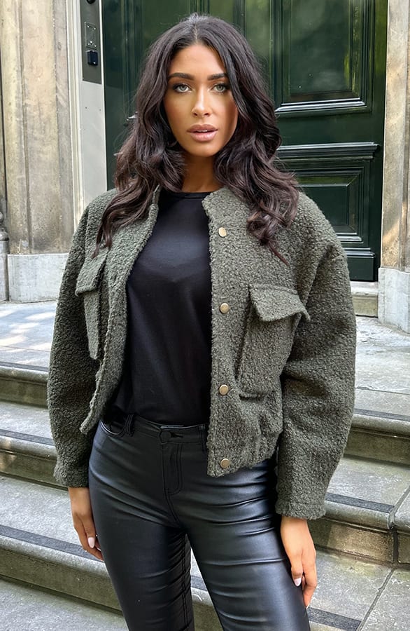 Boucle Bomber Jacket Army – shoparchief, foto 3