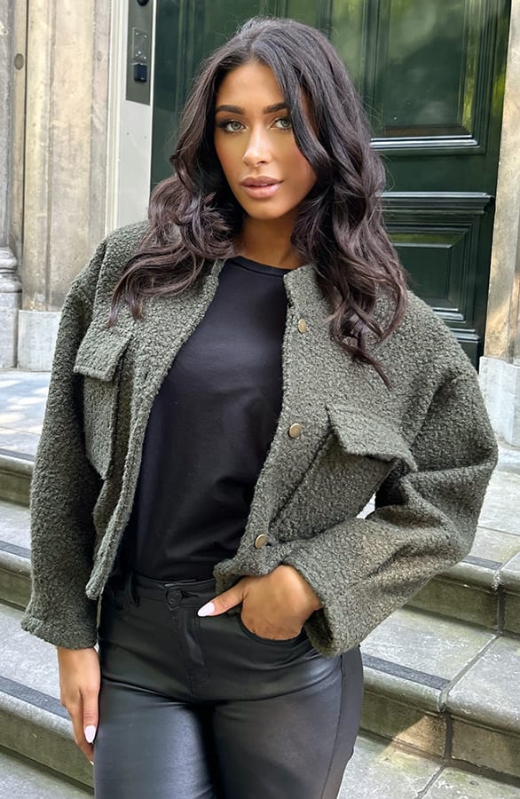 Boucle Bomber Jacket Army – shoparchief, foto 4