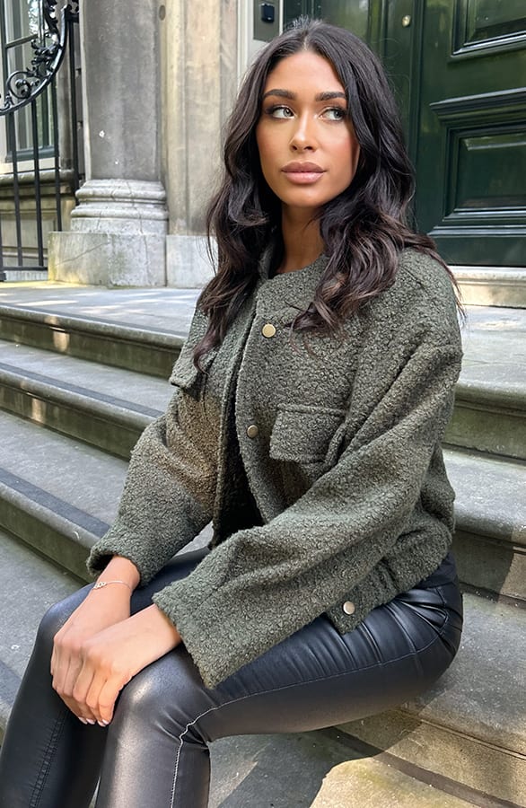 Boucle Bomber Jacket Army – shoparchief, foto 1