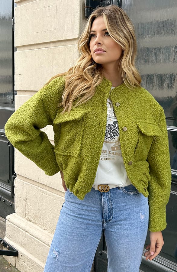 Bouclé Bomber Jacket Matcha – shoparchief, foto 7