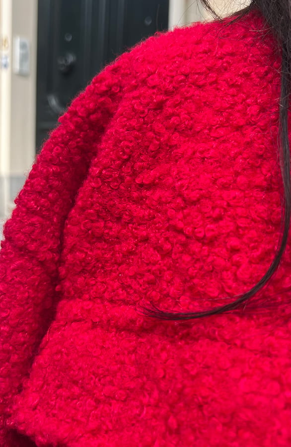 Bouclé Bomber Jacket Rood – shoparchief, foto 5