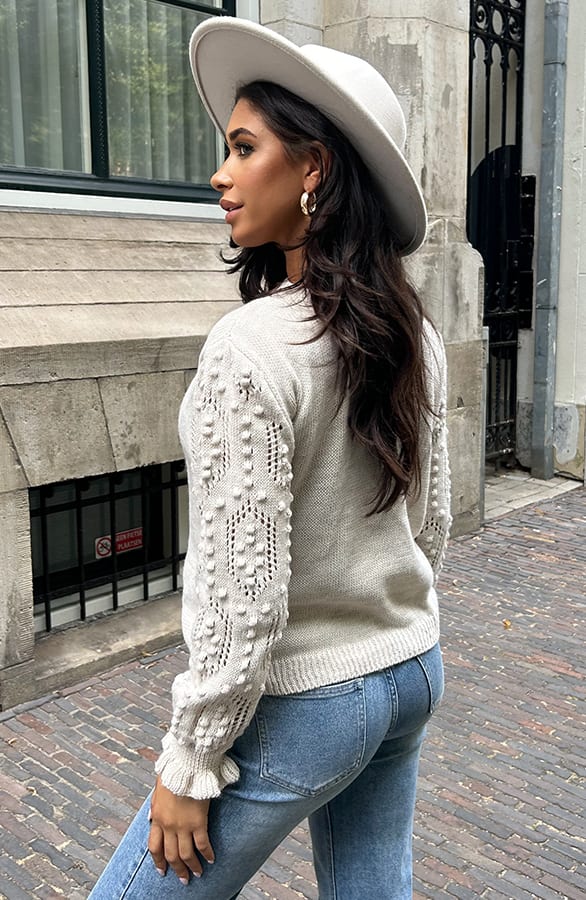 Detailed Sleeve Pullover Beige, Foto 6