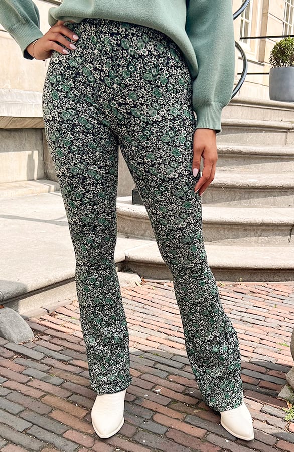 Flared Hose Blumen Mint, Shoparchiv, Foto 1