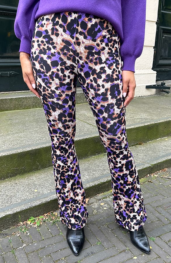 Flared Broek Panterprint Purple – shoparchief, foto 7
