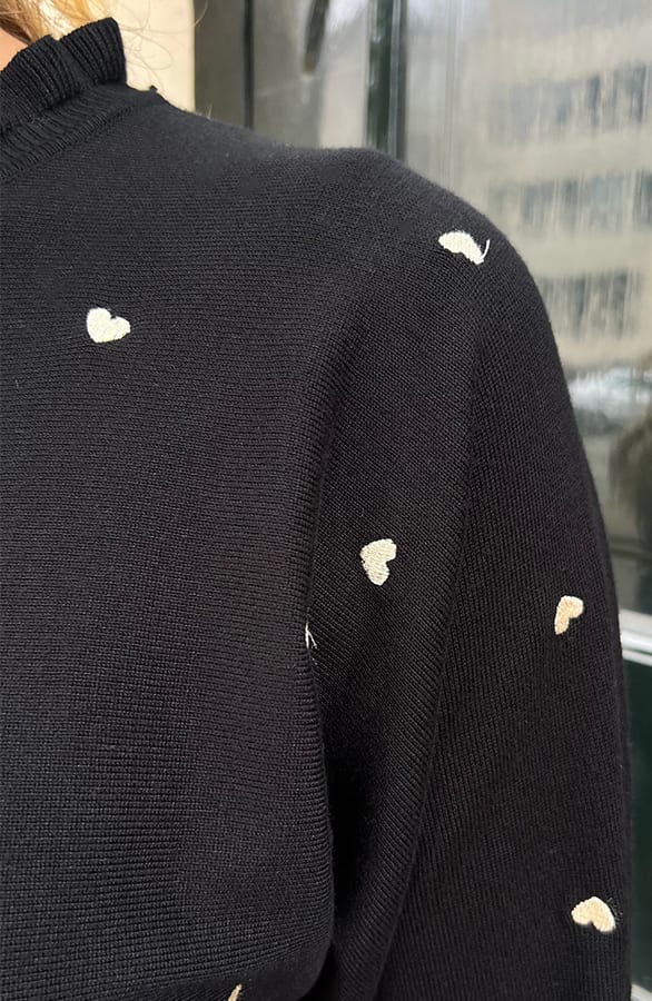 Hartjes Ruffle Trui Zwart Goud – truien, foto 7