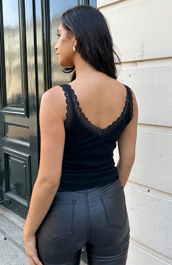 Kanten Detailed Top Zwart – tops, foto 4