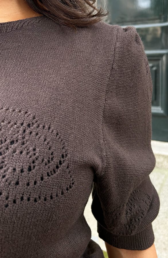 Knitted Pofmouwen Top Roses Melange – shoparchief, foto 6