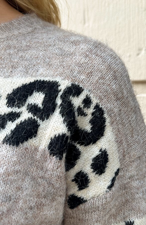 Leopard Stripe Sweater Beige – shoparchief, foto 6