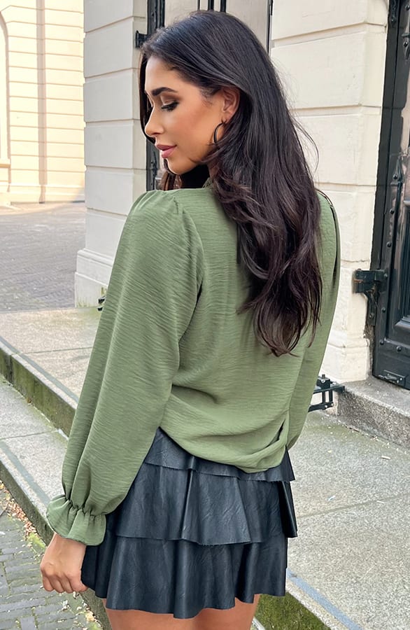 Long Sleeve Lace Blouse Army – shoparchief, foto 4