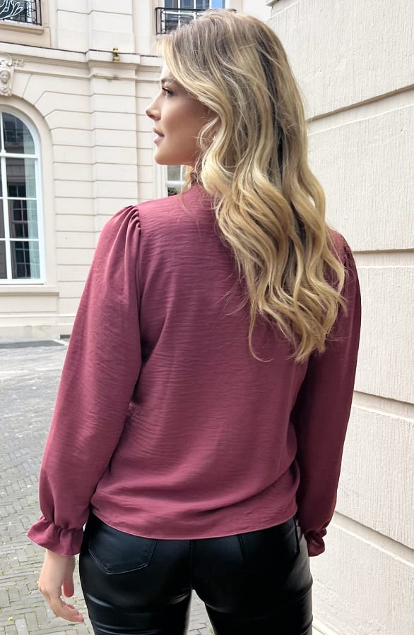 Long Sleeve Lace Blouse Dust Roze – shoparchief, foto 4
