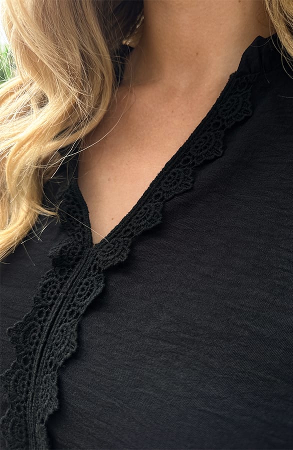 Long Sleeve Lace Blouse Zwart – shoparchief, foto 6