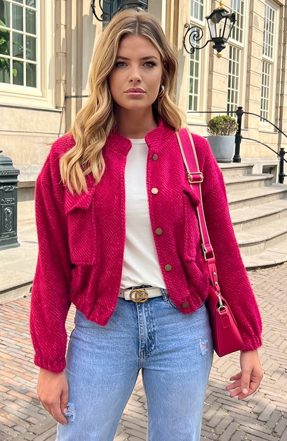 Luxury Soft Bomber Jacket Fuchsia, Shoparchiv, Foto 4