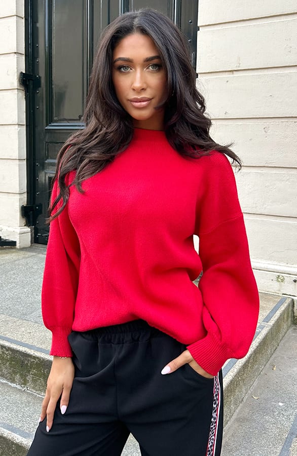 Luxury Soft Trui Wijde Mouw Rood – shoparchief, foto 9