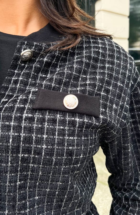 Luxury Tweed Jacket Zwart – shoparchief, foto 5