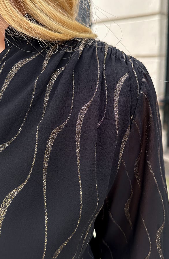 Luxury V-hals Blouse Gold – shoparchief, foto 5
