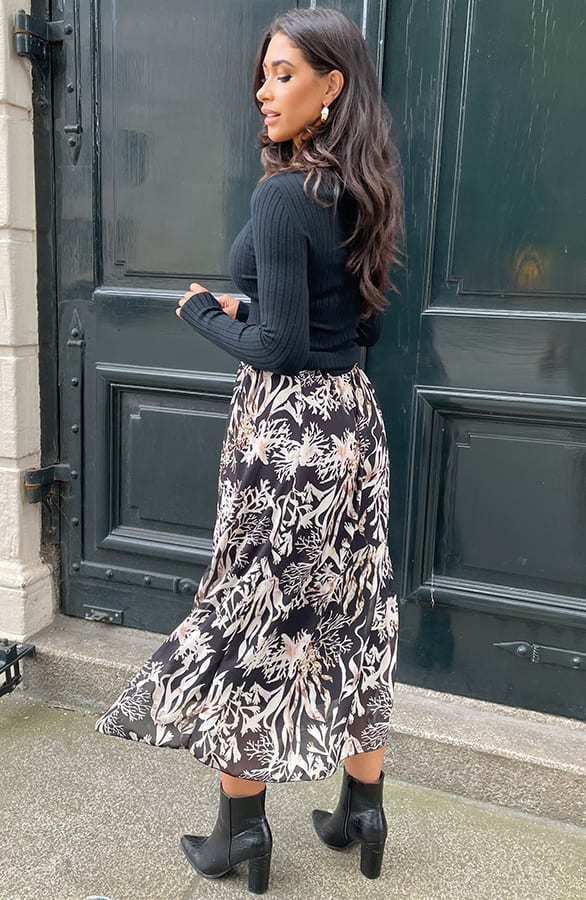 Midi Split Rok Flower Zwart – shoparchief, foto 10