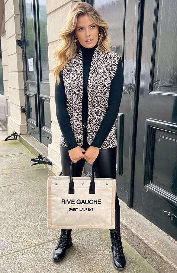 Oversized Leopard Gilet Zwart – shoparchief, foto 6