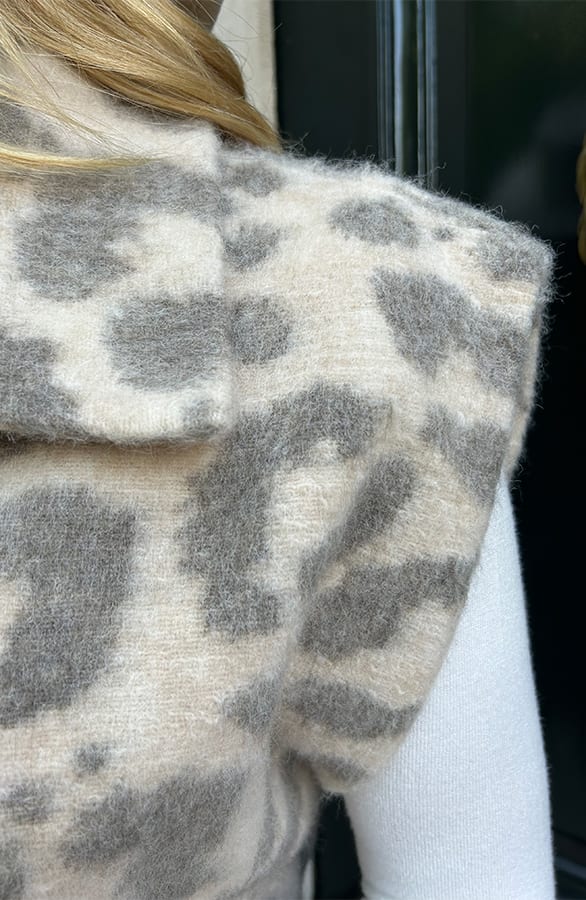 Oversized Woven Gilet Leopard Beige, Westen, Foto 6