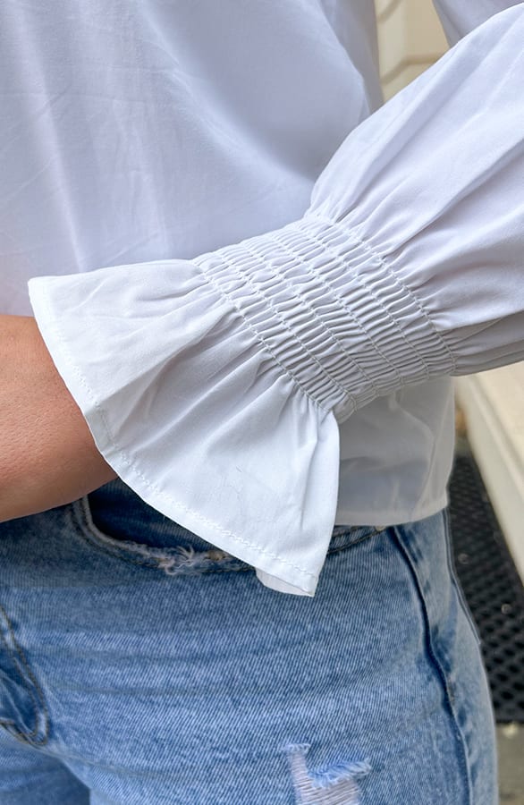 Pofmouwen Blouse Off White – shoparchief, foto 6