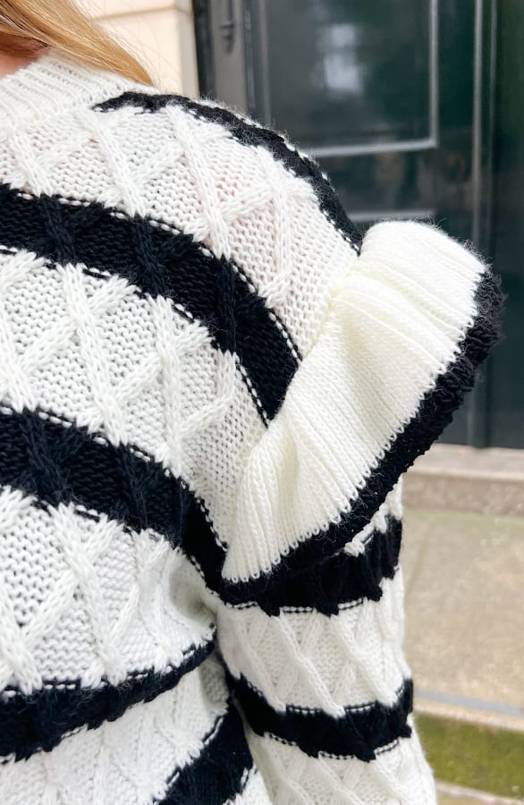 Strepen Trui Ruffle Detail Zwart – shoparchief, foto 4