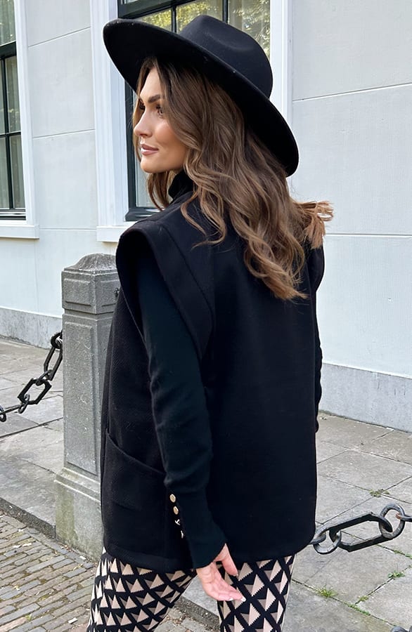 Stripe Gilet Shoulder Detail Zwart – shoparchief, foto 4