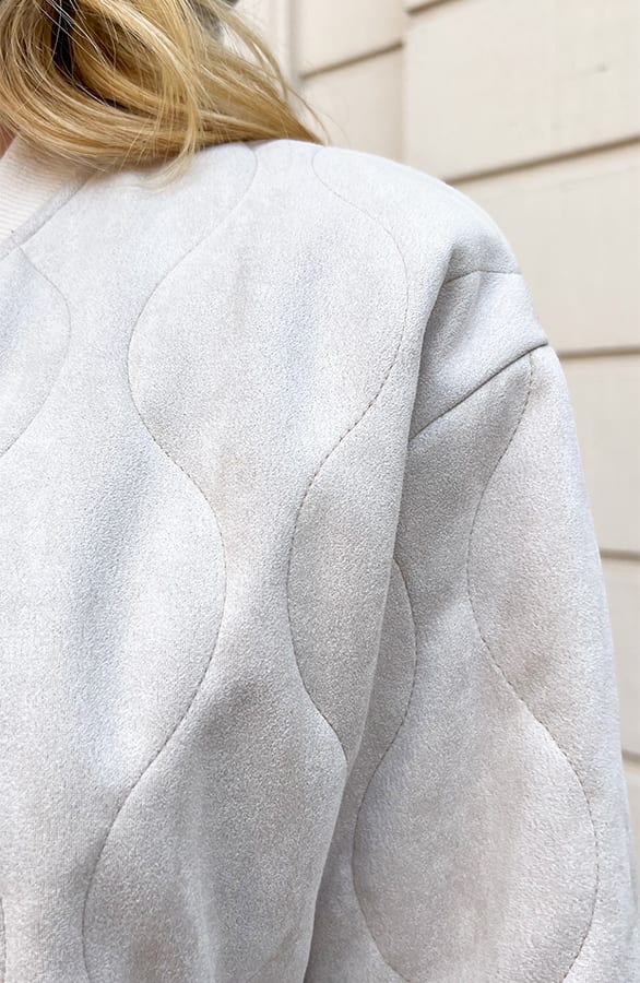 Suede Bomber Jacket Beige – jassen, foto 7