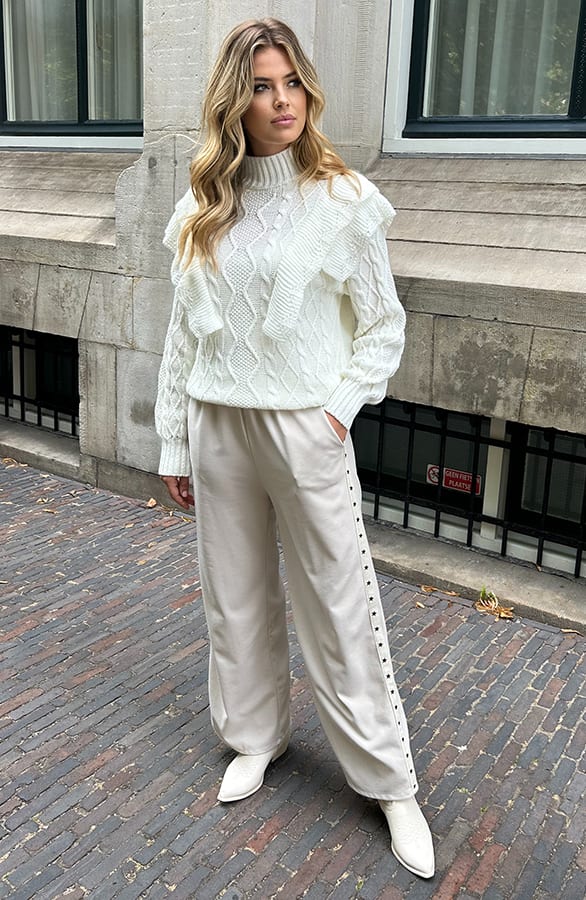 Yves Bies Straight Leg Pantalon Beige – shoparchief, foto 4