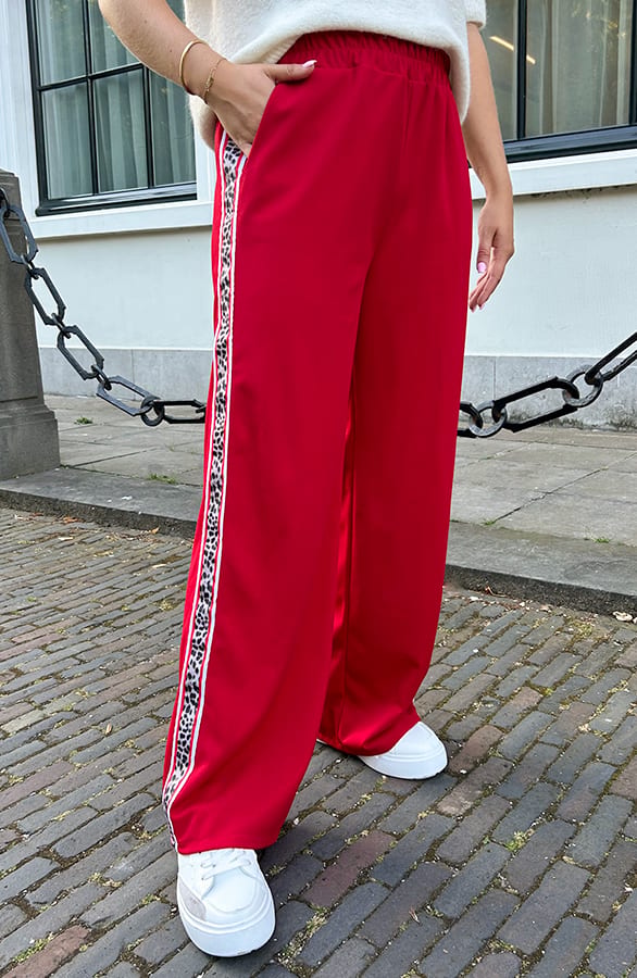 Yves Bies Straight Leg Pantalon Rood Leopard – shoparchief, foto 7