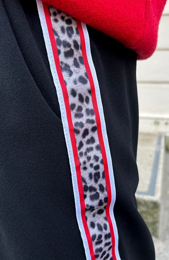 Yves Bies Straight Leg Pantalon Zwart Leopard – shoparchief, foto 11