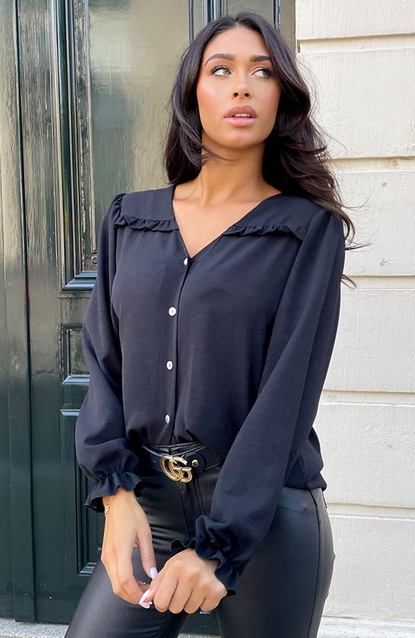 Ruffle Blouses Met Pofmouwen