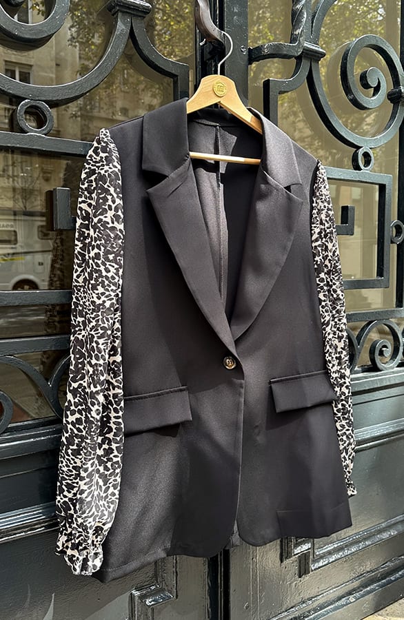 Blazer Panther Puffärmel Schwarz, Westen, Foto 4