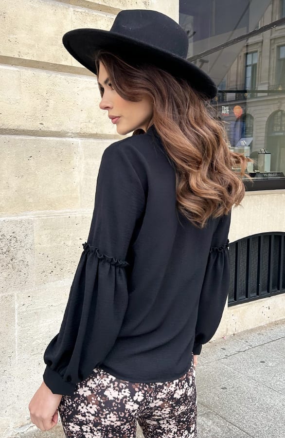 Blouse Met Ruches Mouw Zwart – shoparchief, foto 7