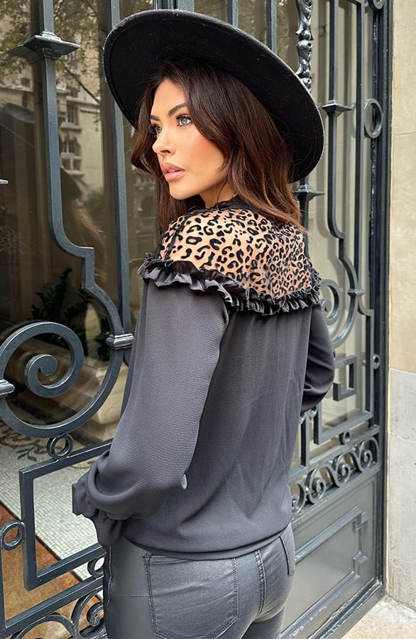Leopard Blouse Met Kant – shoparchief, foto 2