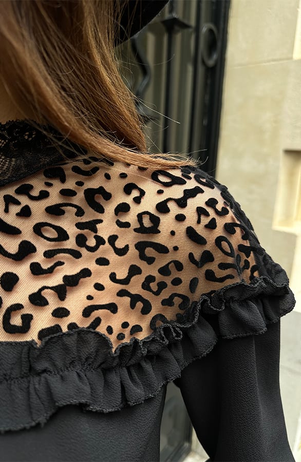 Leopard Blouse Met Kant – shoparchief, foto 5
